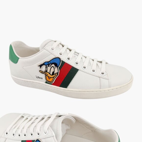 Gucci x Disney Donald Duck Ace Sneakers EU 37 US 7 White Leather Low Top Shoe - Picture 9 of 14